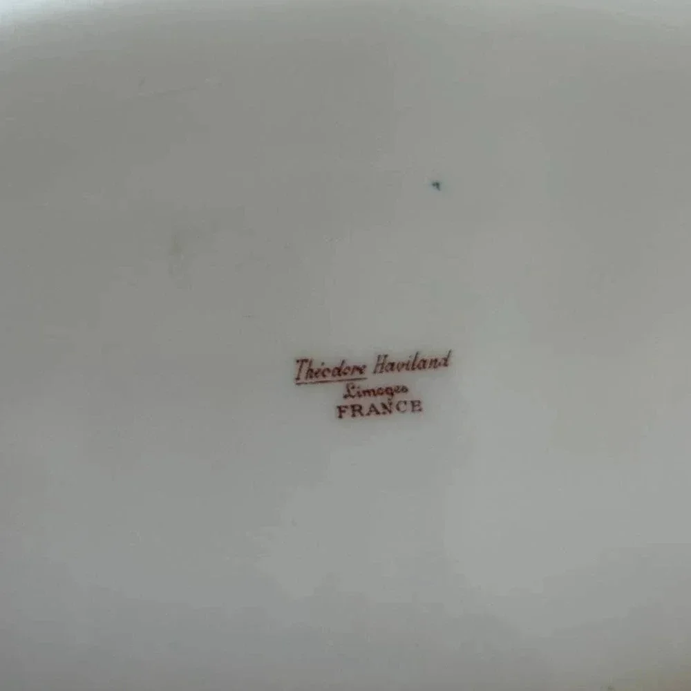 Vintage Haviland Limoge White & Pink Floral Print Dish Plate